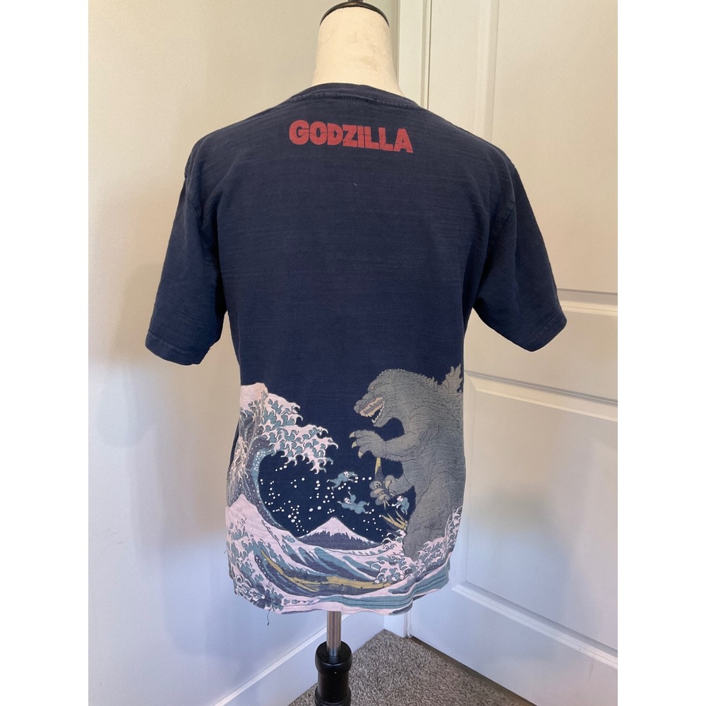 Godzilla Great Wave Kanagawa Graphic T-Shirt Navy